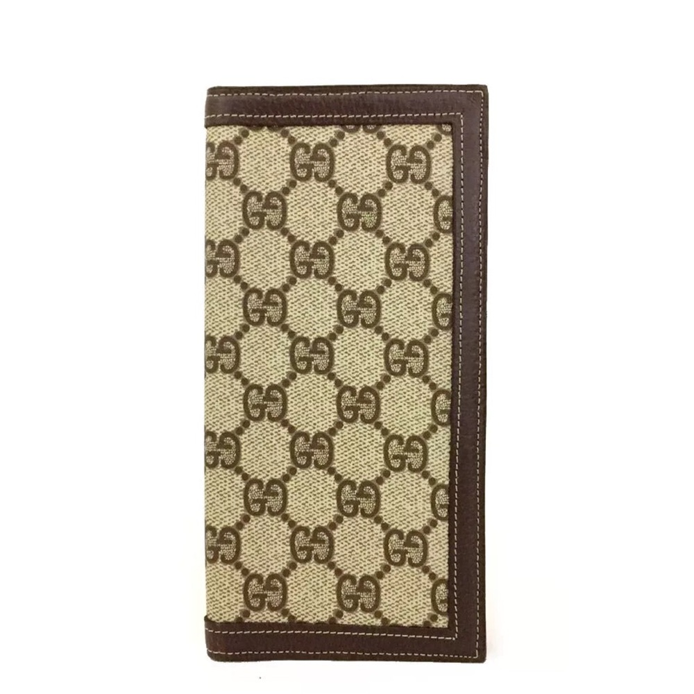 GUCCI GG Logo PVC Leather Long Bifold Wallet